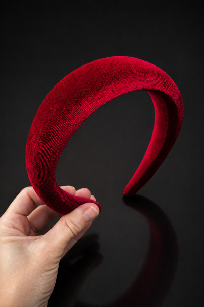 ByMerve Bym Red Velvet Thick Curved Women's Hair Crown Christmas Daily Accessory