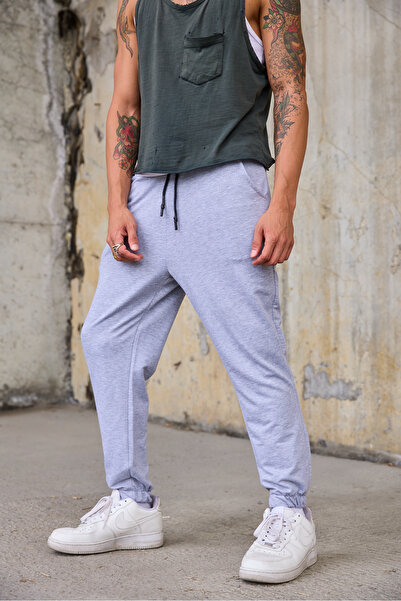 Superbluemexico Men's Jogger Pants with Elastic Waist and Cuffs