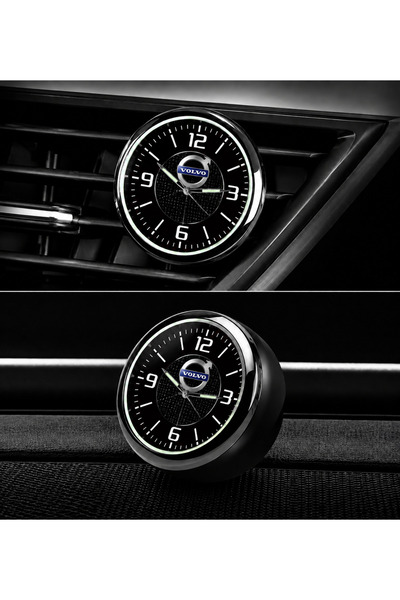 Oto Çizgi Volvo Logolu Fosforlu Torpido Saati Dekoratif Analog Oto Saat