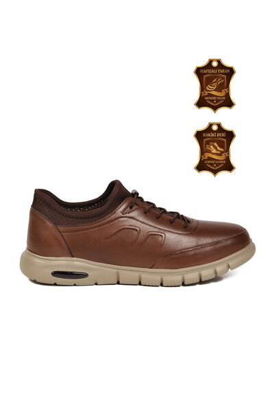 Voyager Walnut Genuine Leather Lace-Up Memory Sole Men's Sneaker