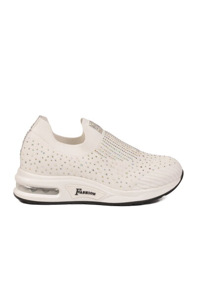 Voyager White Stone Knitted Women's Sports Shoes