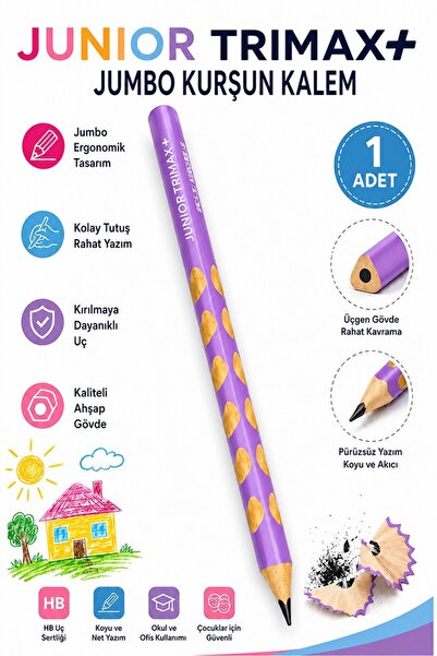 Artlantis Jumbo Kurşun Kalem Oluklu 1 Adet Alpino Trimax Üçgen Oluklu Kalın K...