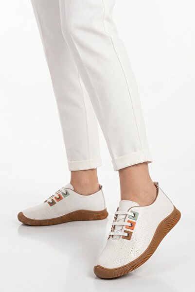Voyager White Genuine Leather Women's Casual Shoes