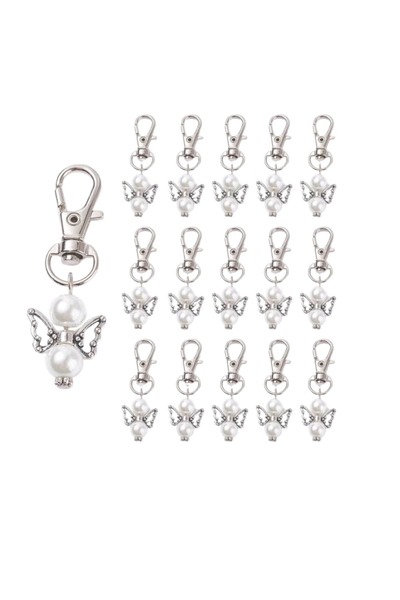 OEM Breloc metalic cu design perle, argintii, elegante, 20 buc/set