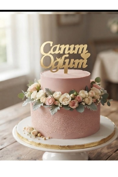 KESİTA TASARIM Canım Oğlum Yazılı Pasta Süsü Pembe Pleksi Pasta Üstü Doğum Gü...