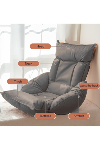 GGEROU Sofa Bed Folding Lazy with Adjustable Back Support,Gaming Floor Chair,Floor Legless Back Chair for Adult Gray 127x75x60 cm 1 seater