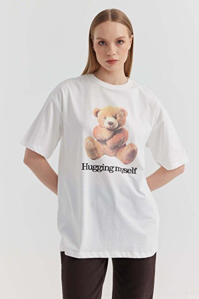 PAULMARK Kadın Ayıcık Baskılı T-shirt