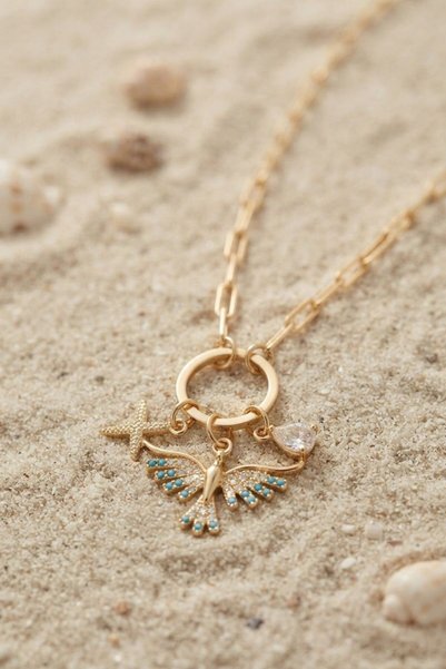 naque Gold Color Paperclip Chain Phoenix Model Women's Necklace Tj-Bko11204