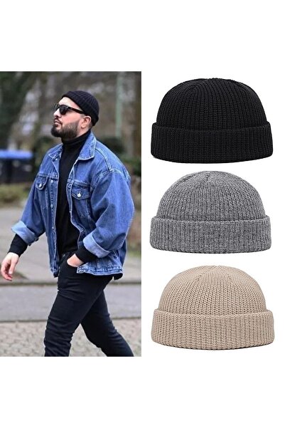 zadenza gold Set of 3 Short Skullcap Beret Knitwear Short Beret Hipster Beret...