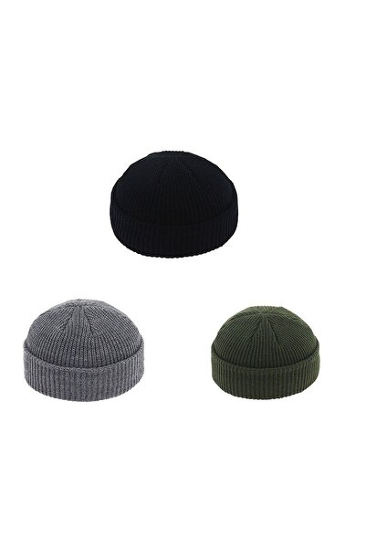 zadenza gold Set of 3 Short Skullcap Beret Knitwear Short Beret Hipster Beret...