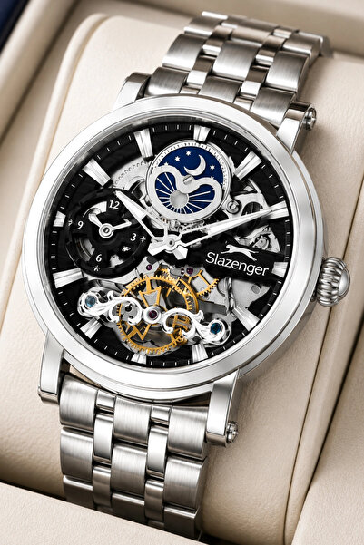 Slazenger Automatic Mechanism Steel Cord, Steel Case Men Wristwatch Wrist Bra...