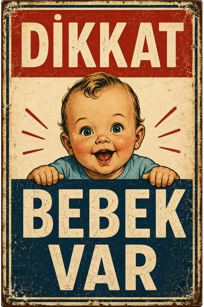 Lucena Caution Baby Present Retro Metal Wall Sign Decorative Vintage Warning ...