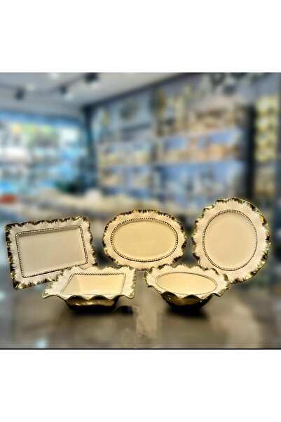 LOKMAN ZÜCCACİYE SHOWROOM 5 Piece Gold Gilded Porcelain Presentation Set