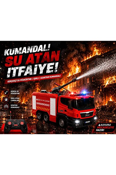 scntoys Uzaktan Kumandalı Su Atan İtfaiye Arabası - Şarjlı, Işıklı ve Sesli O...