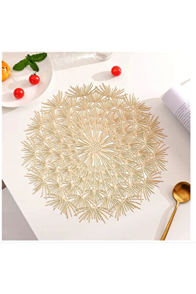 zerzembe Gold Dandelion Patterned American Placemats 4 Pcs
