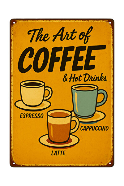 Lucena Arta cafelei Placă metalică retro de perete Espresso Latte Cappuccino ...