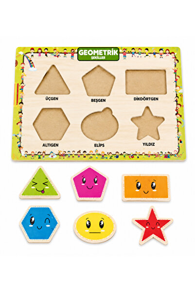 W-Design AHŞAP+EVA Eğitici Bul Tak GEOMETRİ Montessori Zeka ve Motor Beceri Geliştirici Oyuncak