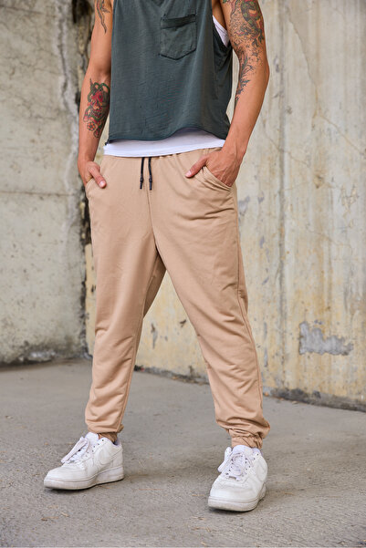 Superbluemexico Men's Jogger Pants with Elastic Waist and Cuffs