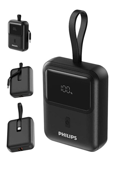 Philips Power Bank 10000mAh DLP7810C, 30W PD, USB-C & USB-A, LCD Display, Black