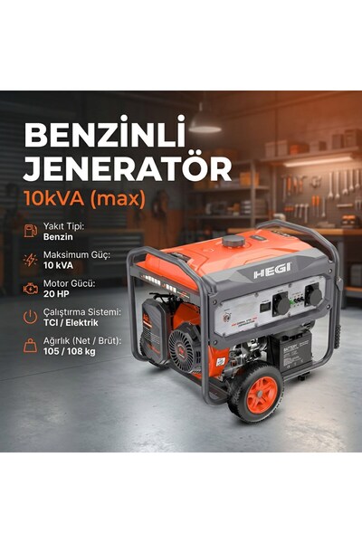 Hegi BENZİNLİ JENERATÖR 10kVA (max)
