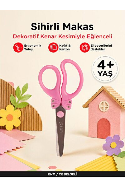 Lets Sihirli Makas – Dekoratif Kenar Çocuk Makası | Let's açık pembe