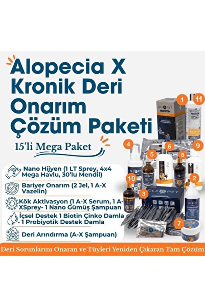 Cleapet Alopecia X Deri Onarıcı Çözüm Set -Köpek