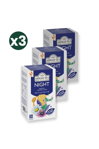 Ahmad Tea Night Karışık Bitki Çayı 20'li 3'li Ekonomik Paket – Toplam 60 Poşe...