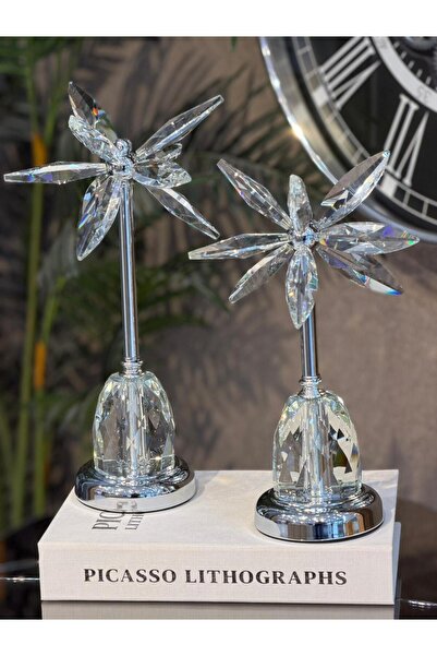Hinora Home Kristal Yusufçuk Dekoratif Obje – Metal Gövdeli Kristal Kaideli M...