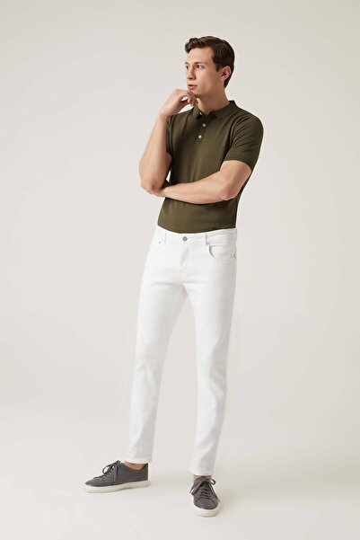 Damat Slim Fit Beyaz Denim Pantolon