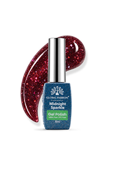 GLOBAL FASHION Professional Midnight Sparkle Gel Polish 8ml UV LED, HEMA TPO ...