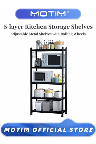 MOTIM 5 Layers Kitchen Storage Shelves Adjustable Metal Shelves for Storage P...