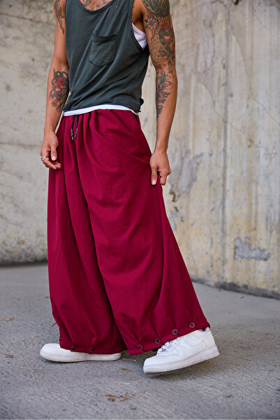 Superbluemexico Men's Loose Shalwar Trousers with Elastic Waist and Button De...
