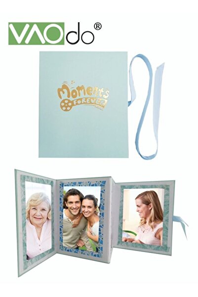 VAODO Photo Frame Album DIY Hardcover 4 Photo Album with Ribbon Table Setting...