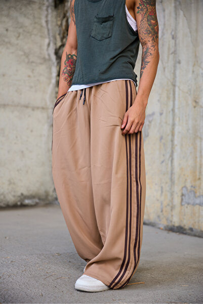 Superbluemexico Men's Striped Detailed Loose Baggy Trousers