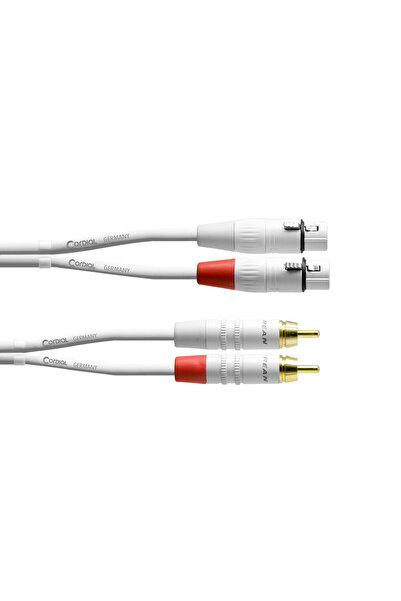 Cordial CFU 1.5 FC Snow - Καλώδιο 2 x RCA - 2 x XLR Θηλυκό 1.5 μέτρα