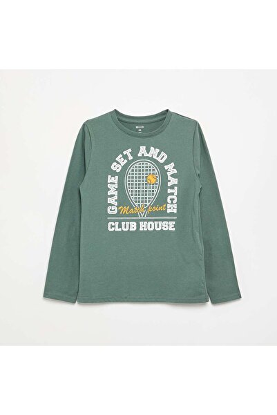KIABI Printed Long-Sleeved T-Shirt Green