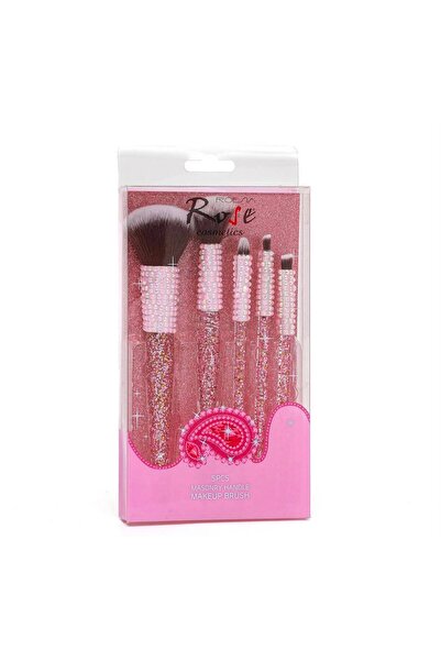 DNZ BEAUTY Rose 5`li Taşlı Fırç Seti Pembe