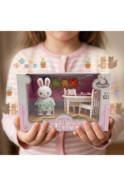 Daily Bazaar Sevimli Dostlar Minik Tavşan Ve Yemek Masası Oyun Seti (13x20 cm)