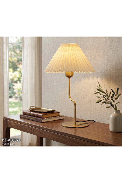 Hinora Home Dekoratif Gold Eskitme Metal Masa Lambası Abajur – Krem Piliseli ...