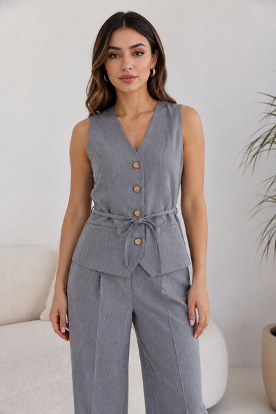 ONLY Women's Onlniva S/L Belt Gray Vest - 15376495