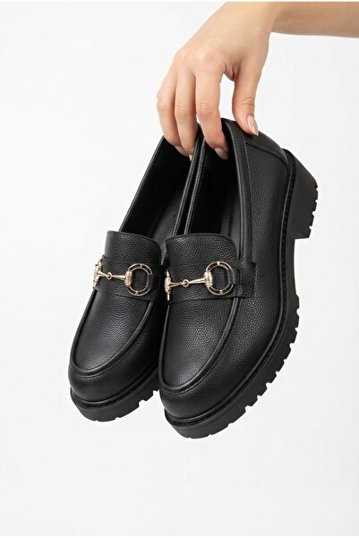 Zerenyus Zrk-X80 Premium Black Orthopedic Daily Buckle Women's Ballerinas