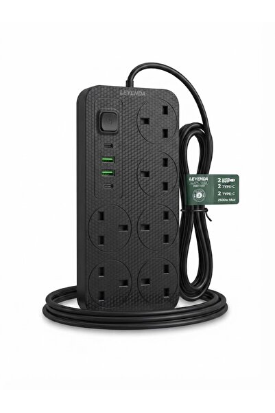 Bionic NS-834 مقبس تمديد طاقة 3M، 6 منافذ عالمية للمملكة المتحدة، 2 منفذ USB ...