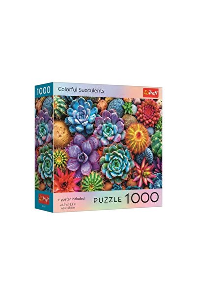 Trefl 1000 PIECE PUZZLE COLORFUL SUCCULENTS WITH POSTER INCLUDED
