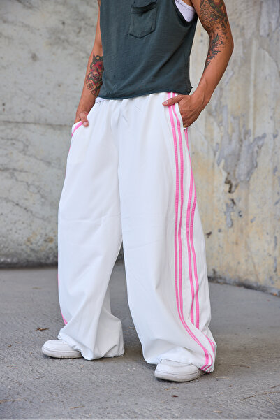 Superbluemexico Men's Striped Detailed Loose Baggy Trousers