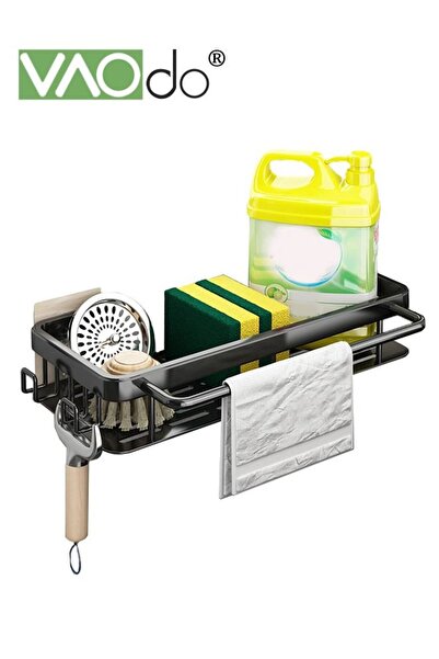 VAODO Kitchen Sink Drainer Storage Rack Soap Dishcloth Brush Holder Organizer...