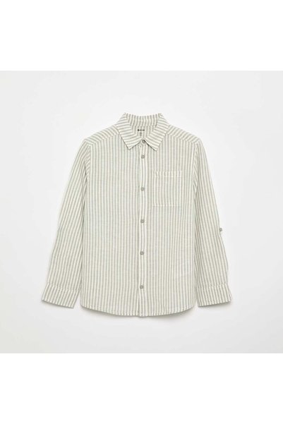 KIABI Long-Sleeved Shirt With Chest Pocket White