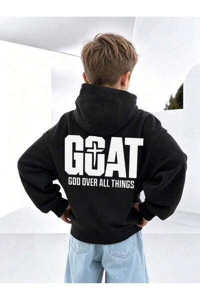 SVART WEAR Children's God over All Things Printed Hoodie Hooded Sweatshirt Co...