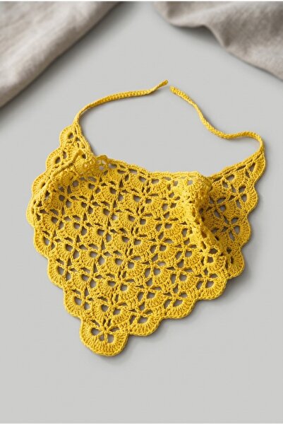 Sarı Renkli El Örme Bandana