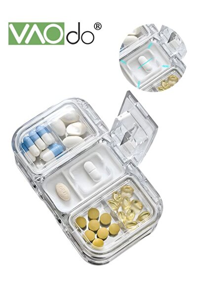 VAODO Portable Pill Box Sealed Moisture-Proof Can be Divided with Medicine Cu...