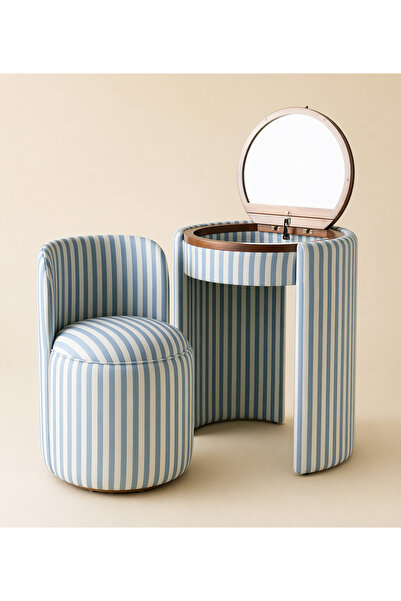 zyhomefurniture Luxury Round Dressing Table with Boudoir, Mirror and Storage ...